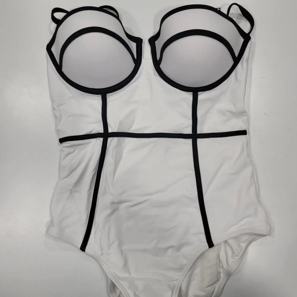 Frederick's of Hollywood Underwire One Piece-Swimsuit White-Medium - Picture 7 of 11